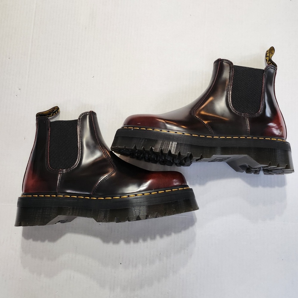 Mens Size 12 Dr. Martens Chelsea Boots 2976 Quad Arcadia Two-Tone Cherry Red - Picture 3 of 7